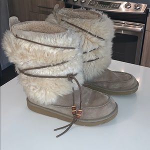 Fuzzy uggs! Worn once. In great condition. Size 9